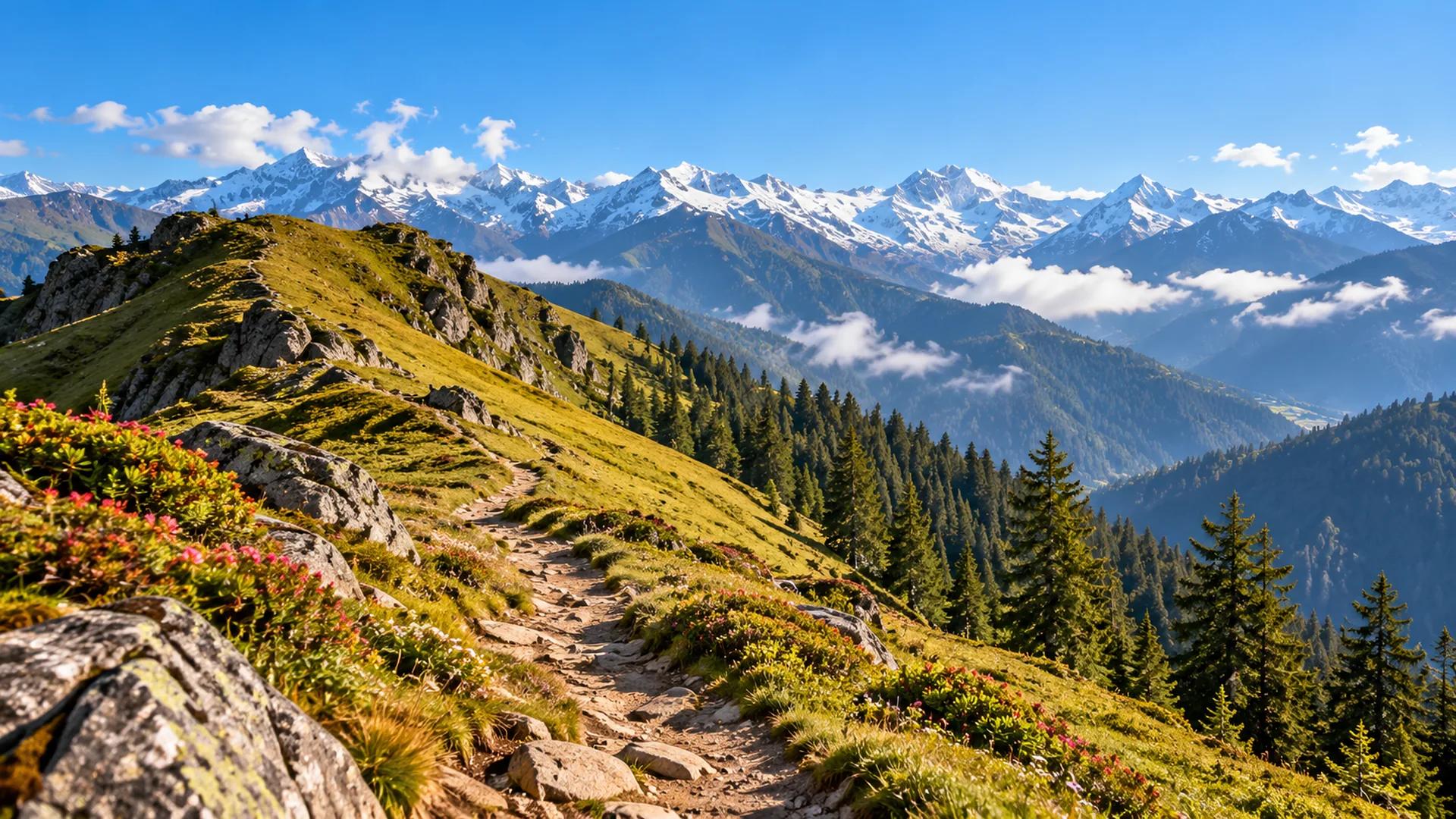 Illustrative alpine meadow and ridgeline