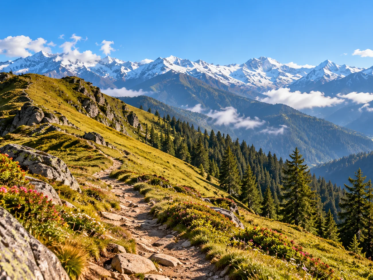Illustrative high mountain ridge